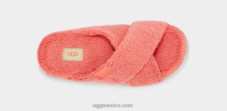 felicidad de durazno 00NF821 UGG mujer tobogán cruzado fuzz sugar terry