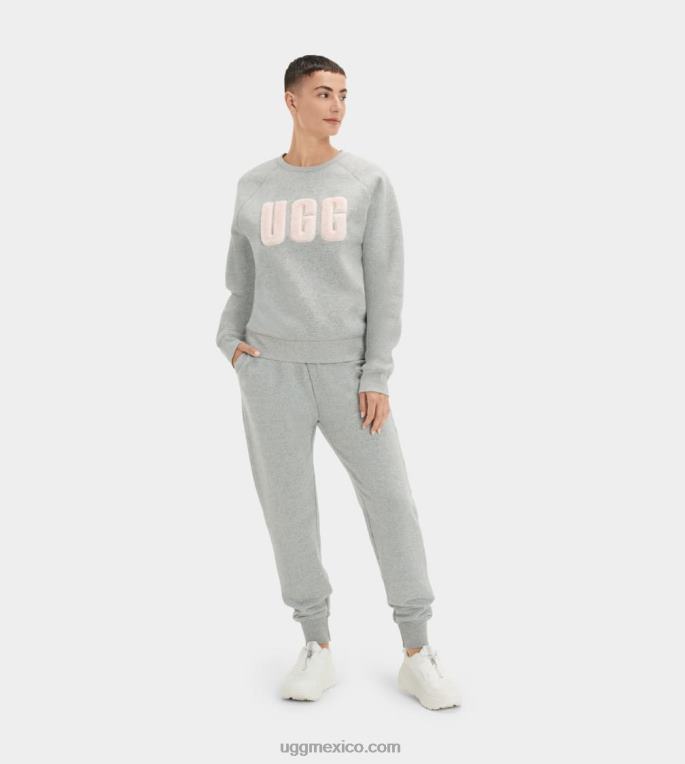 gris jaspeado/sonora 00NF1017 UGG mujer cuello redondo con logo borroso de madeline