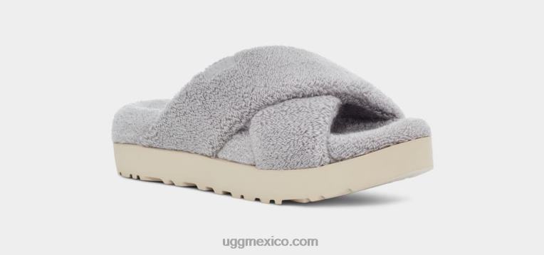 gris metalizado 00NF822 UGG mujer tobogán cruzado fuzz sugar terry