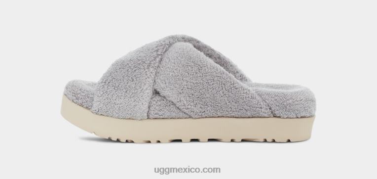 gris metalizado 00NF822 UGG mujer tobogán cruzado fuzz sugar terry