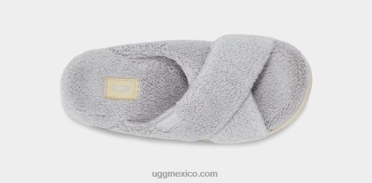 gris metalizado 00NF822 UGG mujer tobogán cruzado fuzz sugar terry