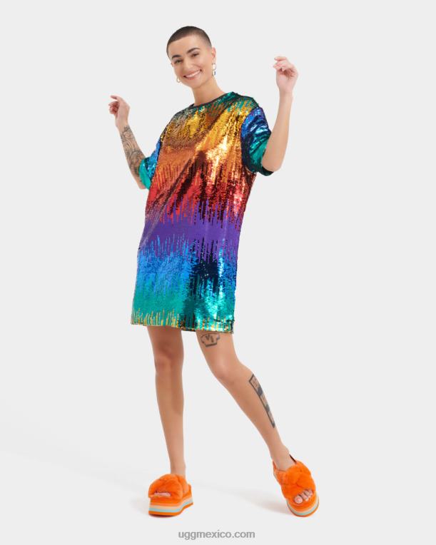 arcoíris 00NF123 UGG todos los géneros orgullo del vestido de camiseta de lentejuelas de zoey