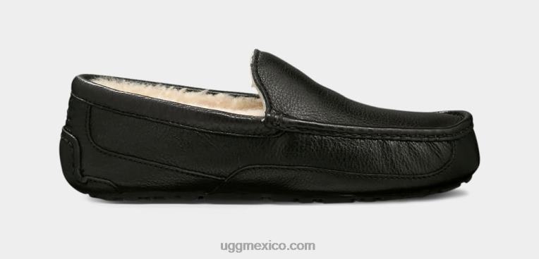 negro 00NF1539 UGG hombres zapatilla de cuero ascot
