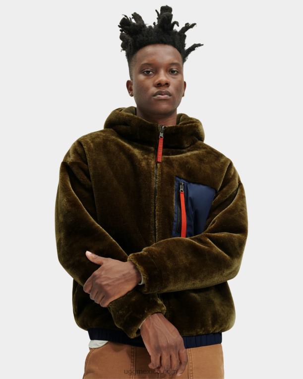 aceituna quemada 00NF1903 UGG hombres chamarra Kairo de piel sintética