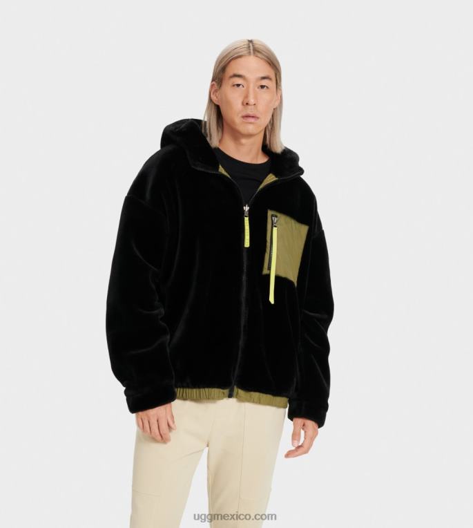 negro 00NF1904 UGG hombres chamarra Kairo de piel sintética