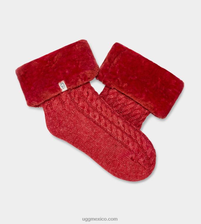 cinta roja 00NF771 UGG mujer calcetín lita con forro polar