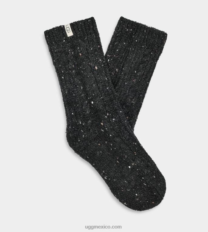 negro moteado 00NF683 UGG mujer calcetín radell tejido de ochos
