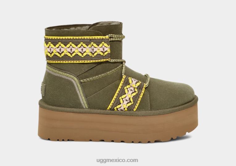 aceituna quemada 00NF2135 UGG mujer plataforma trenzada clásica mini ii