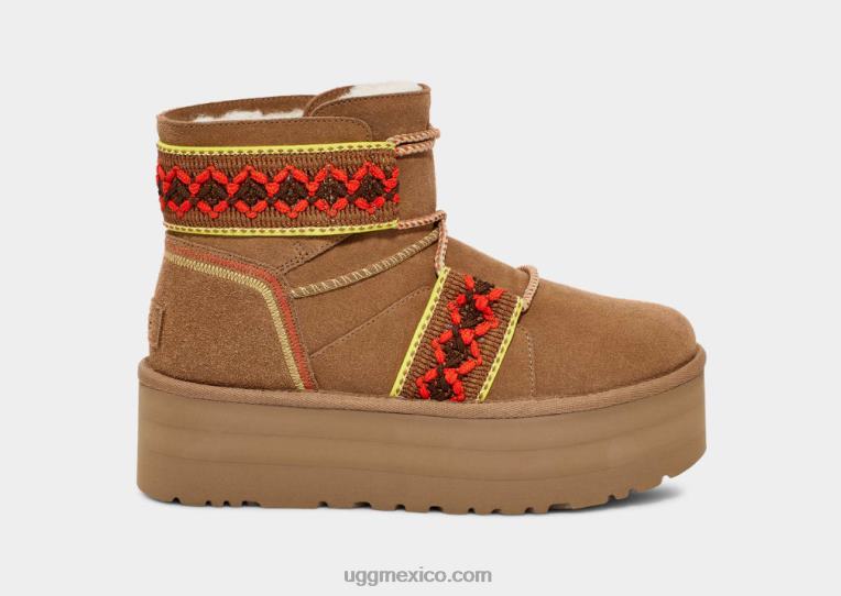 castaña 00NF2134 UGG mujer plataforma trenzada clásica mini ii