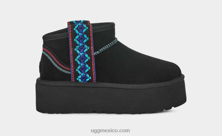 negro 00NF657 UGG mujer plataforma ultra mini trenza clásica
