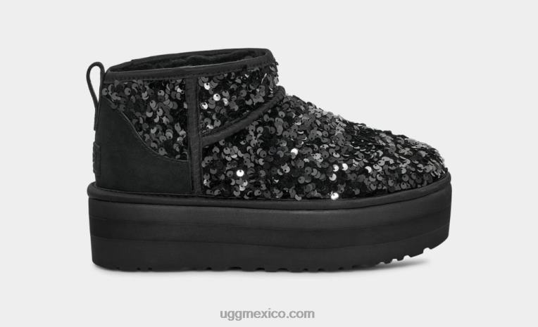 negro 00NF782 UGG mujer Lentejuela ultra mini gruesa