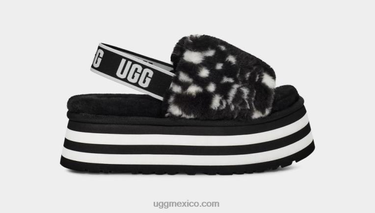 blanco negro 00NF51 UGG mujer diapositiva de cheques disco