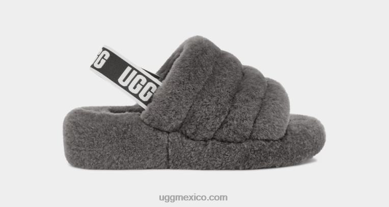 carbón 00NF712 UGG mujer pelusa, sí, diapositiva