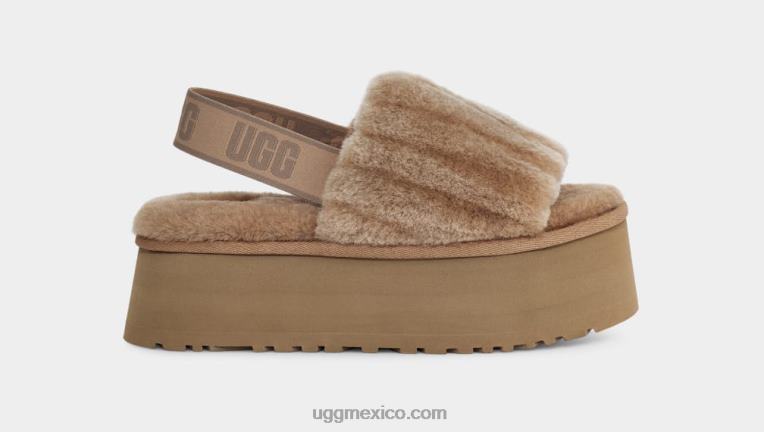 castaña 00NF55 UGG mujer chanclas disco sherpa de pana