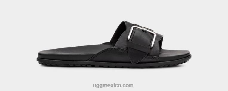 cuero negro 00NF64 UGG mujer chanclas con hebilla solivan