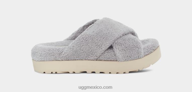 gris metalizado 00NF822 UGG mujer tobogán cruzado fuzz sugar terry