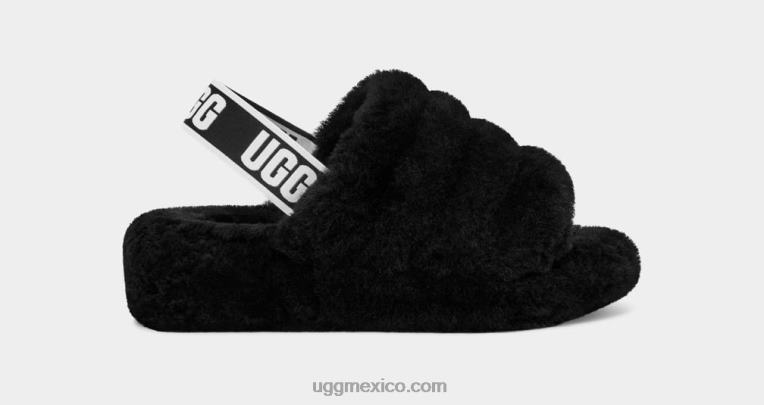 negro 00NF713 UGG mujer pelusa, sí, diapositiva