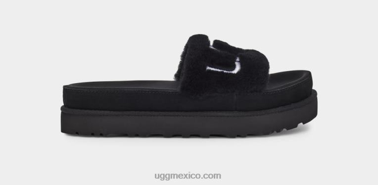 negro 00NF829 UGG mujer tobogán de pelo latón