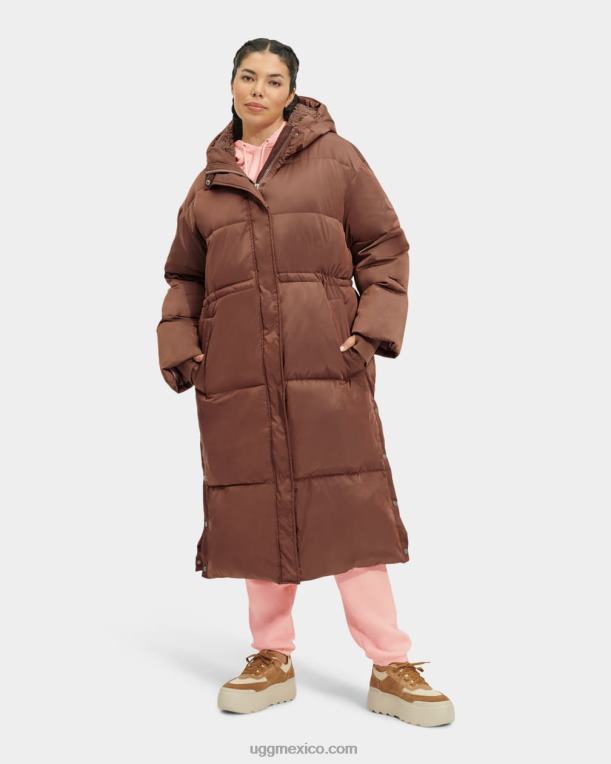 castaño oscuro 00NF2154 UGG mujer abrigo largo acolchado keeley