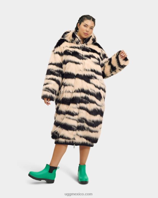 negro y crema 00NF1275 UGG mujer abrigo de piel sintética extragrande koko