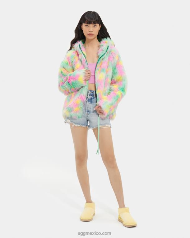 aura de lima limón 00NF94 UGG mujer chaqueta de piel sintética de clavo de aura