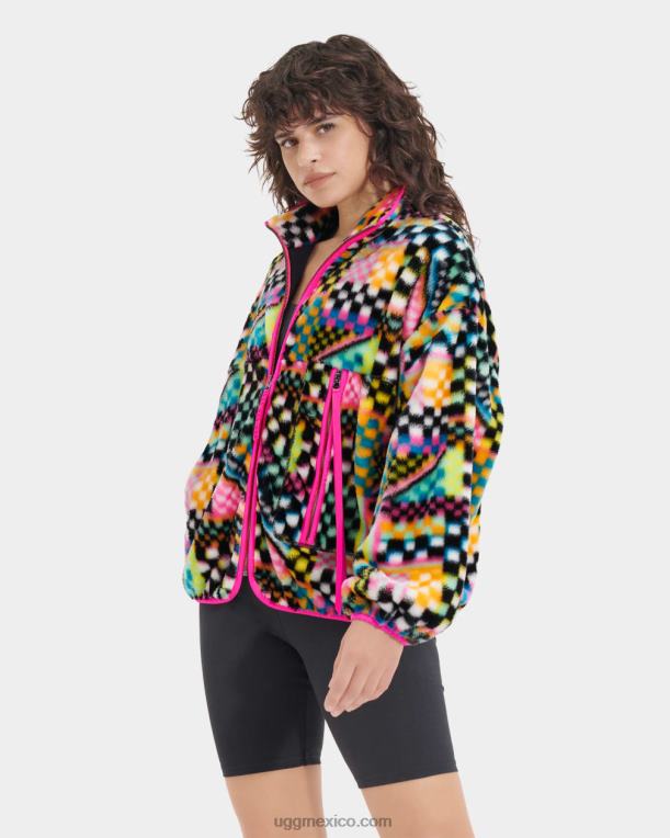 cheques múltiples negros 00NF182 UGG mujer chamarra de piel sintética con estampado de cuadros marlene