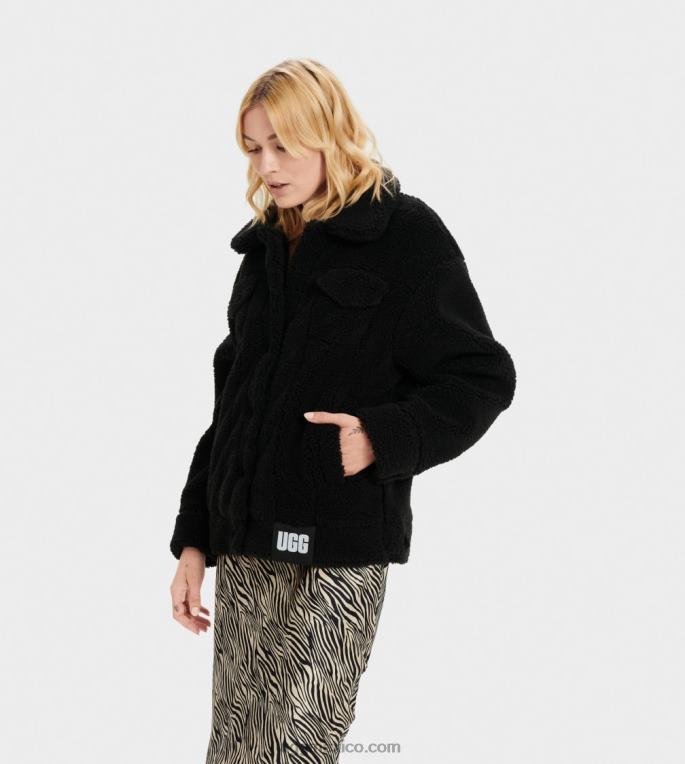 negro 00NF991 UGG mujer chamarra de camionero frankie sherpa