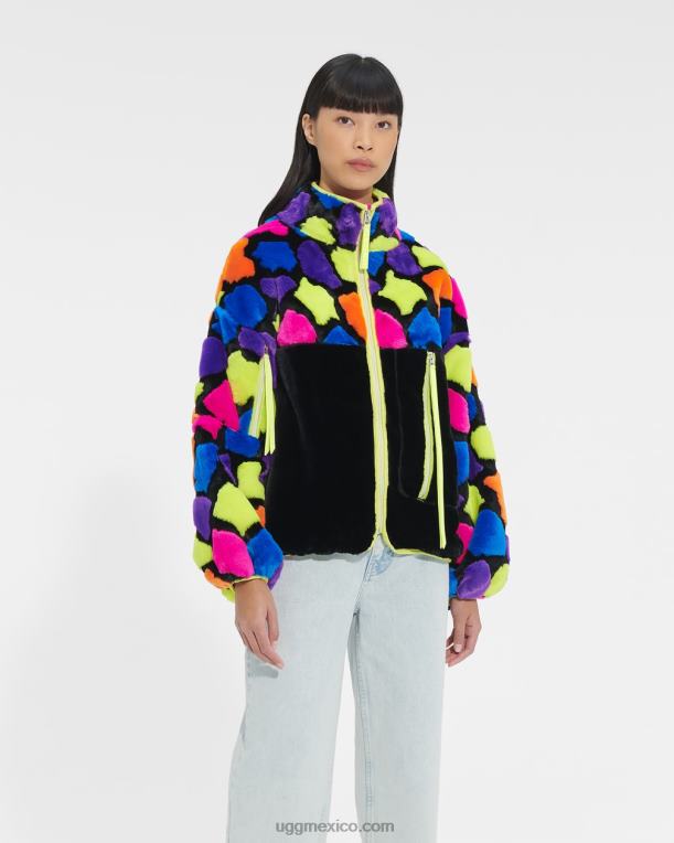 puntos de fiesta negros 00NF181 UGG mujer chaqueta sherpa marlene multicolor