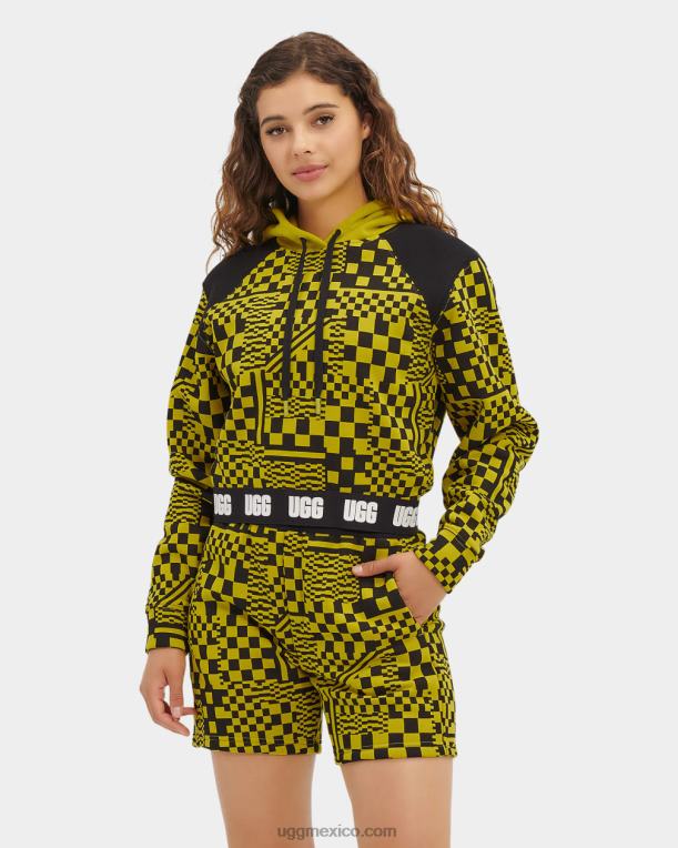 condimentos/cheques negros 00NF1238 UGG mujer cuadros de sudadera con capucha cortos mallory