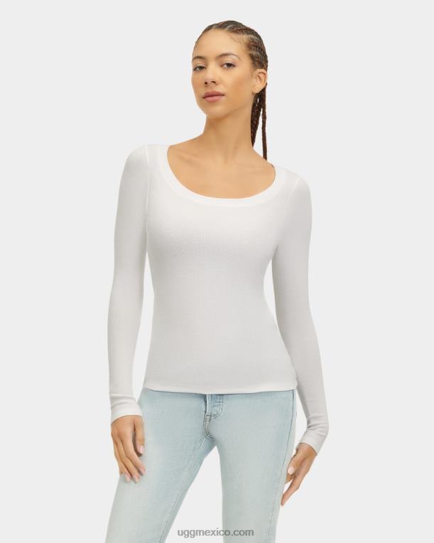 blanco 00NF1088 UGG mujer top talulla de canalé manga larga