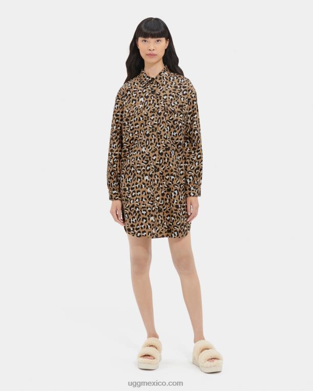 estampado de leopardo 00NF1147 UGG mujer vestido camisero addley oversize