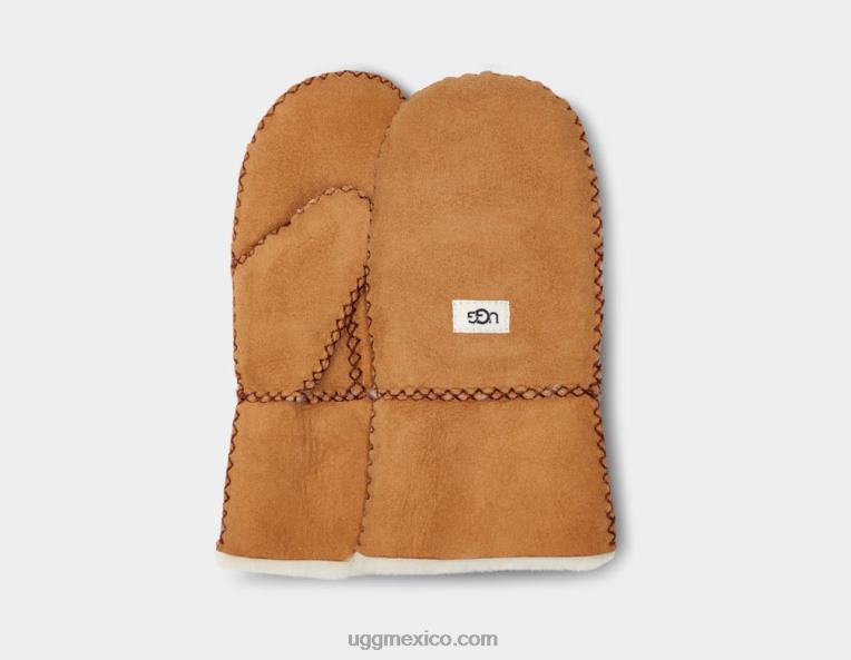 castaña 00NF1792 UGG niños manopla de piel de oveja con puntada