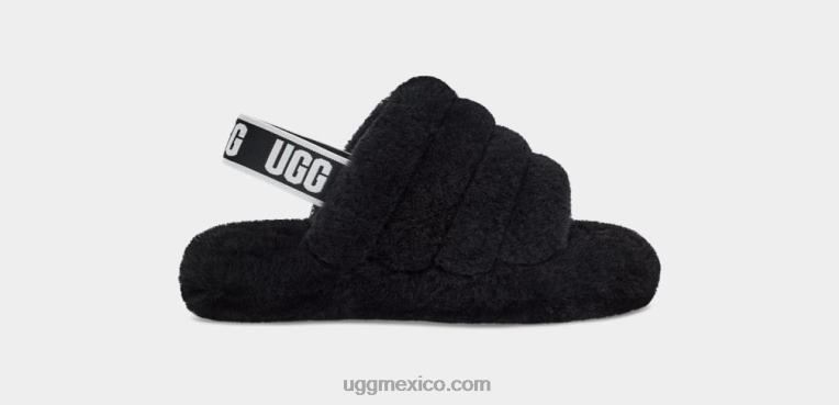 negro 00NF1739 UGG niños pelusa, sí, diapositiva