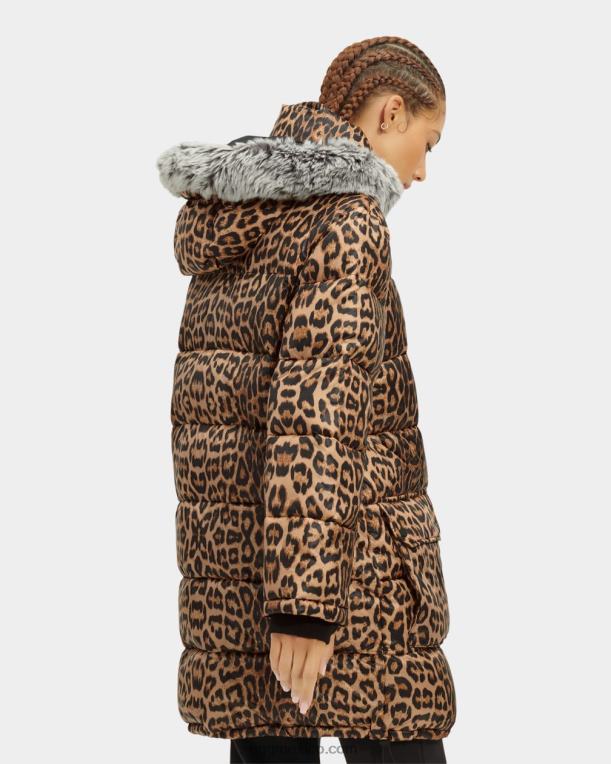 leopardo 00NF1178 UGG mujer chamarra acolchada de largo medio Ozzy