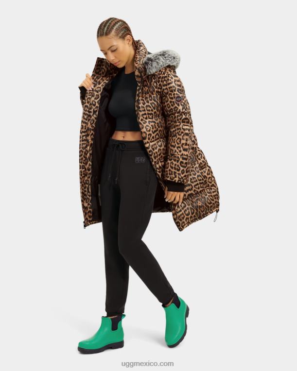 leopardo 00NF1178 UGG mujer chamarra acolchada de largo medio Ozzy