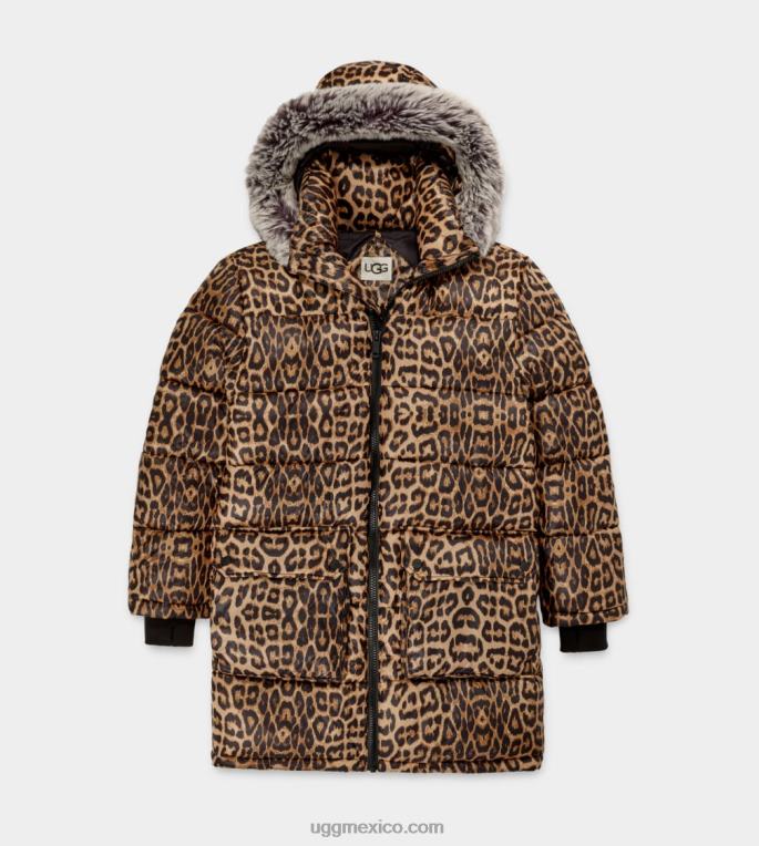 leopardo 00NF1178 UGG mujer chamarra acolchada de largo medio Ozzy