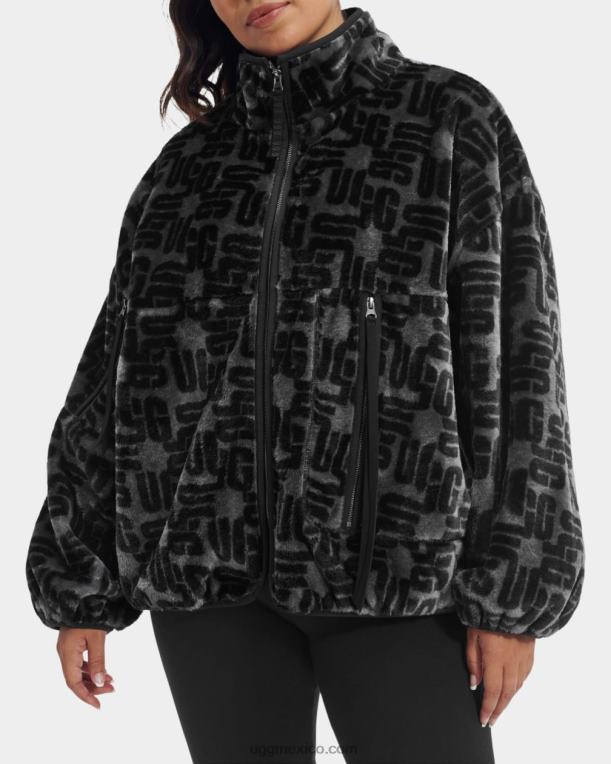 monograma gráfico negro 00NF152 UGG mujer marlene sherpa chaqueta monograma