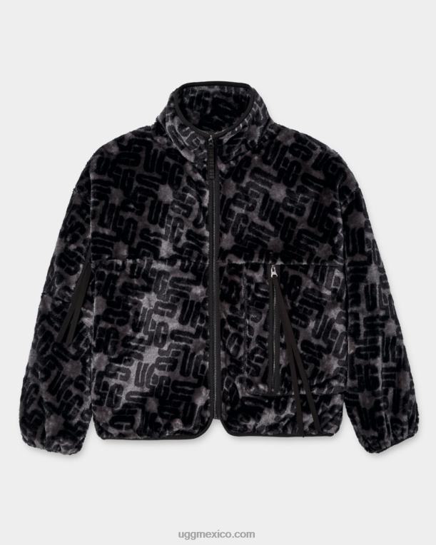 monograma gráfico negro 00NF152 UGG mujer marlene sherpa chaqueta monograma