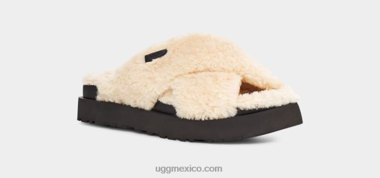 natural/negro 00NF477 UGG mujer tobogán cruzado de azúcar fuzz