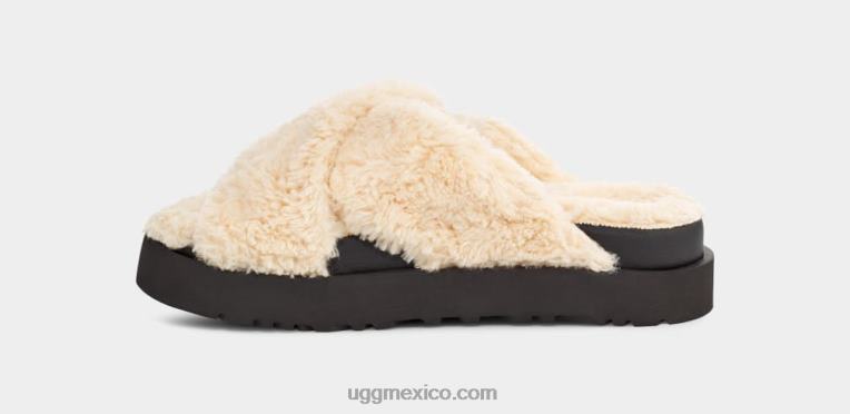 natural/negro 00NF477 UGG mujer tobogán cruzado de azúcar fuzz