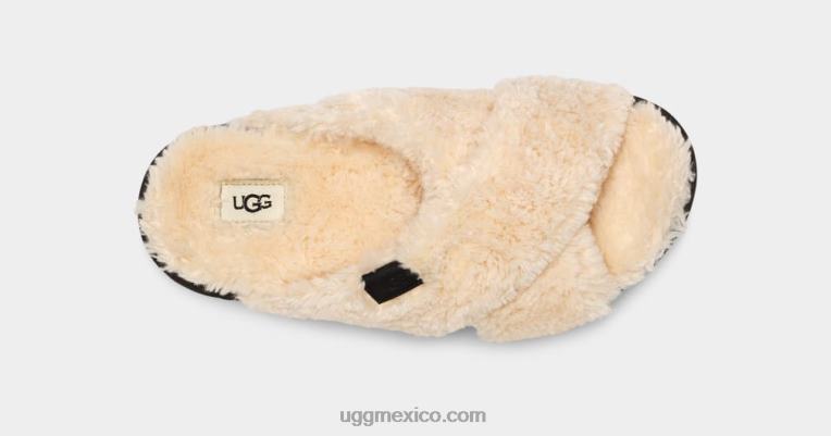 natural/negro 00NF477 UGG mujer tobogán cruzado de azúcar fuzz