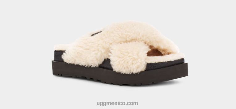 natural/negro 00NF830 UGG mujer tobogán cruzado de azúcar fuzz