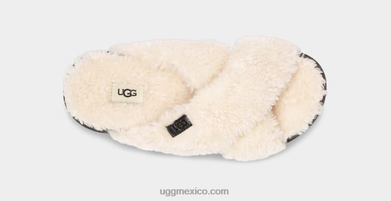 natural/negro 00NF830 UGG mujer tobogán cruzado de azúcar fuzz
