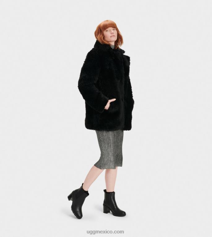 negro 00NF1172 UGG mujer abrigo corto de piel de oveja lianna