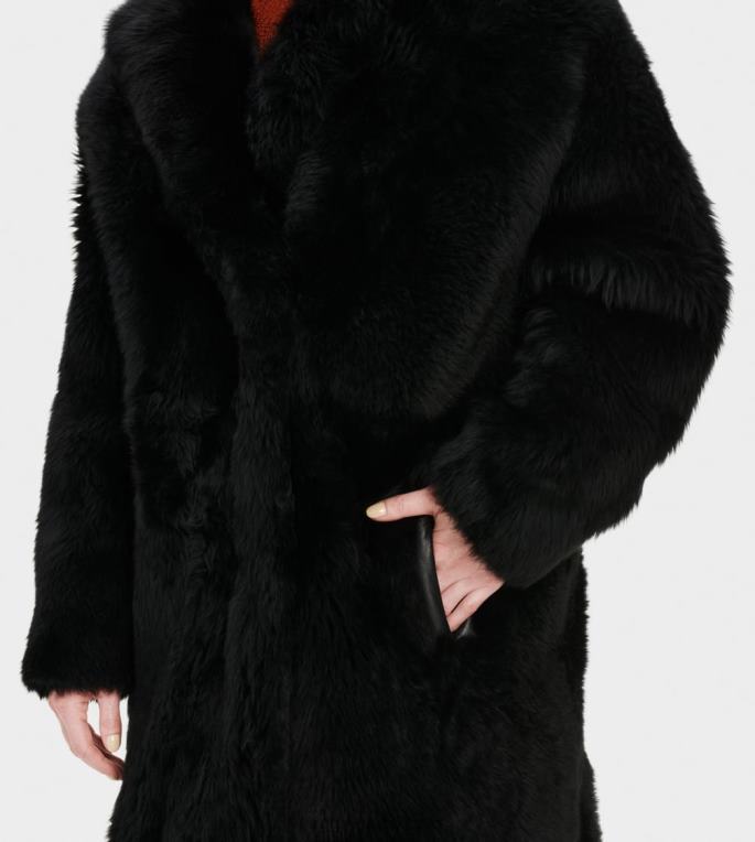 negro 00NF1174 UGG mujer abrigo largo de piel de oveja esme