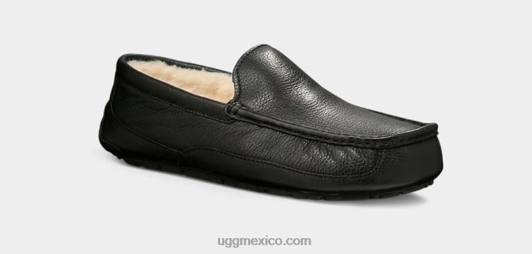 negro 00NF1539 UGG hombres zapatilla de cuero ascot
