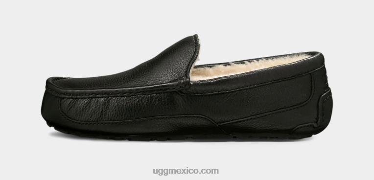 negro 00NF1539 UGG hombres zapatilla de cuero ascot