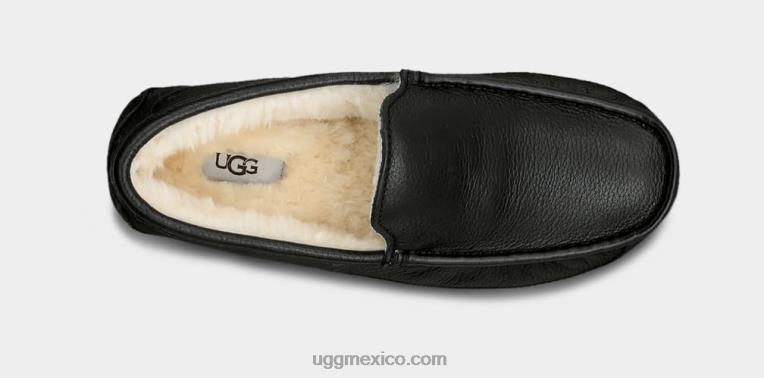 negro 00NF1539 UGG hombres zapatilla de cuero ascot