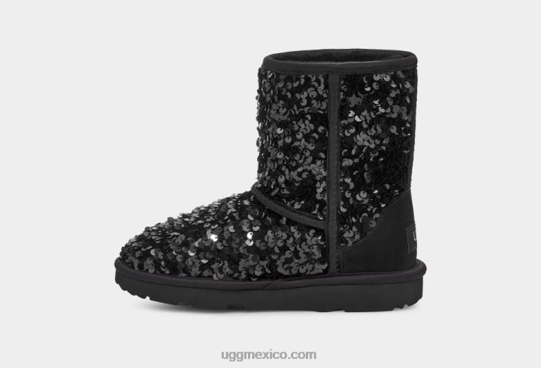 negro 00NF1765 UGG niños lentejuelas gruesas cortas clásicas