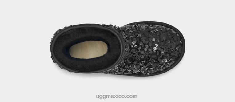 negro 00NF1765 UGG niños lentejuelas gruesas cortas clásicas